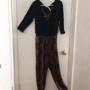 Black and orange jumpsuit.